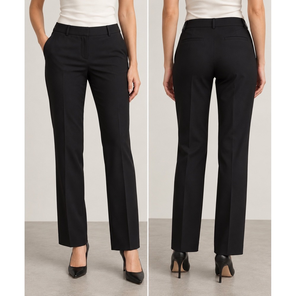 Ann Taylor Factory Curvy Black Dress Pants Women's 10 Stretch Straight Leg
